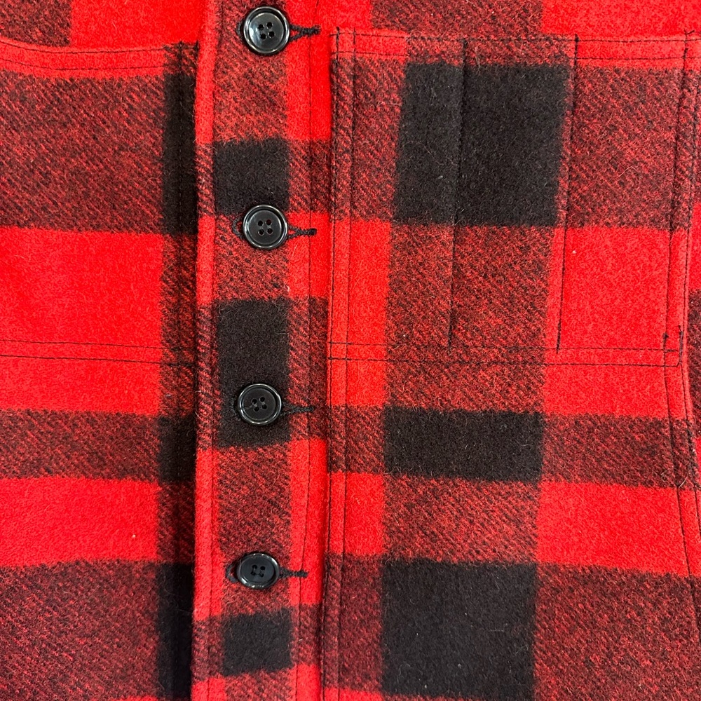 CC Filson Mackinaw Wool Vest Mens 38 Red Black Buffalo Plaid Style 20 USA Made - Picture 4 of 11